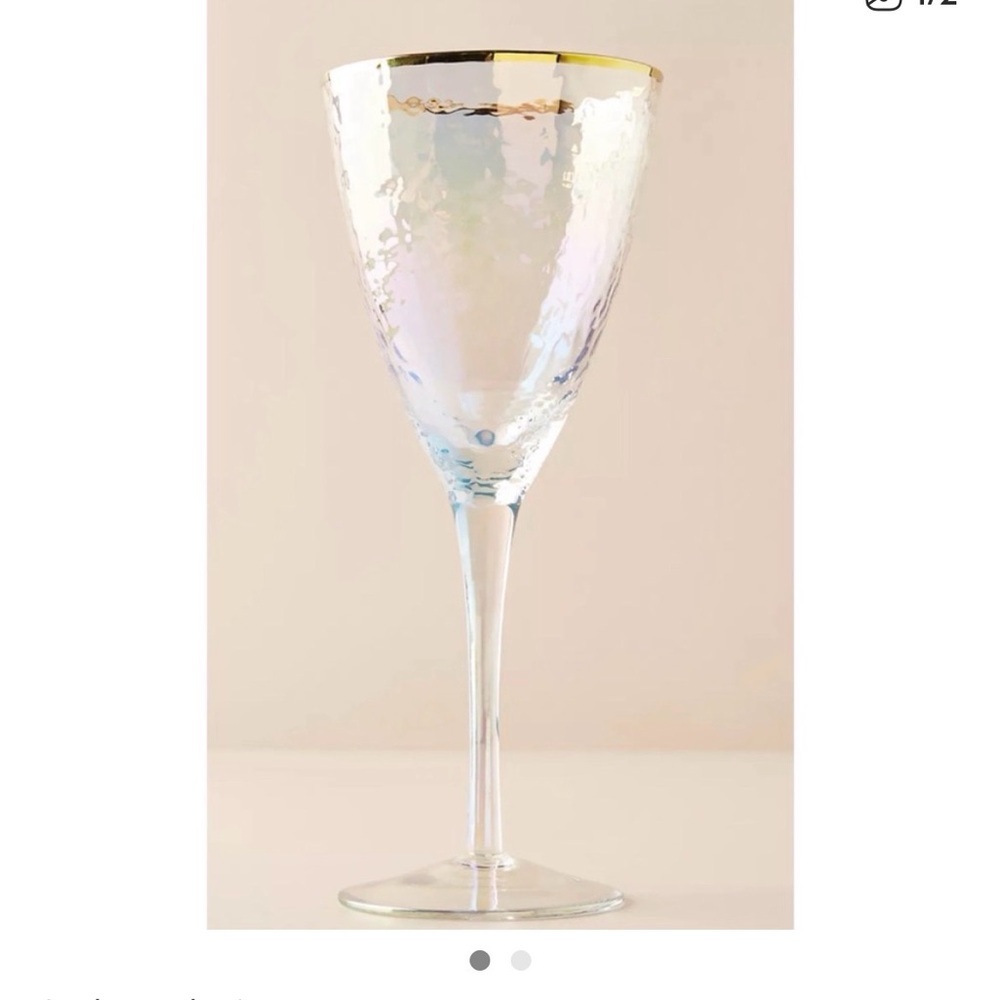 Anthropologie Zaza Lustered Wine Glasses in Luster Set of 2 / New